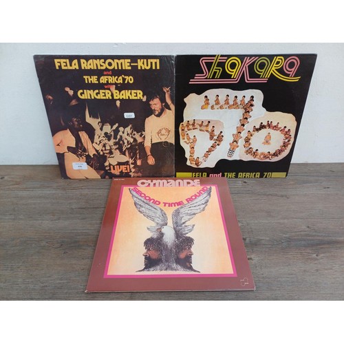 978 - Three LP vinyl records, Cymande 'Second Time Around' (Janus - JLS3054), Fela Ransome-Kuti and The Af... 