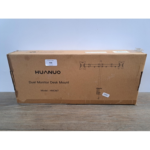 936 - A boxed Huanuo HNCM7 dual monitor desk mount