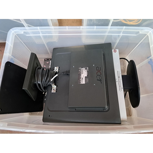 942 - Three boxes containing a large quantity of technology related items to include Acer LCD monitor, HP ... 