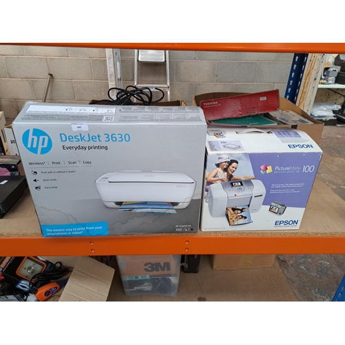 945 - Two boxed items, one HP DeskJet printer/scanner/copier 3630 and one Epson Picture Mate 100 photo pri... 