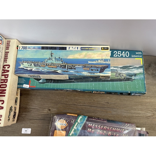 469 - Ten boxed plastic model kits to include Tamiya Military Miniatures, Revell 05078 German Submarine Ty... 