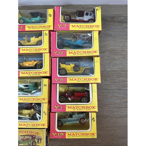 490 - Sixteen vintage boxed Lesney Matchbox Models of Yesteryear die cast model vehicles to include Y-2 19... 