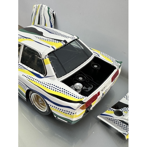 496 - A cased Art Car Roy Lichtenstein BMW 320i Group 5 1977 model vehicle - case approx. 14.5cm high x 35... 