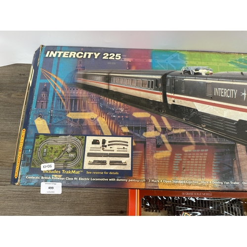 499 - A boxed Hornby Railways Intercity 225 electric train set with box of 00 gauge track and Hornby Dublo... 