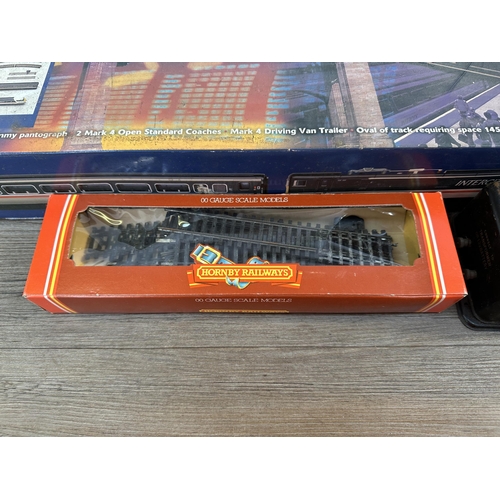 499 - A boxed Hornby Railways Intercity 225 electric train set with box of 00 gauge track and Hornby Dublo... 