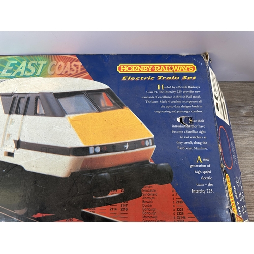 499 - A boxed Hornby Railways Intercity 225 electric train set with box of 00 gauge track and Hornby Dublo... 