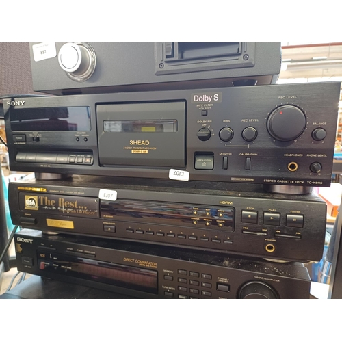 882 - Five items of hi-fi to include Sony TC-K611S Dolby B/C/S cassette deck, Marantz CD-63 MkII CD player... 