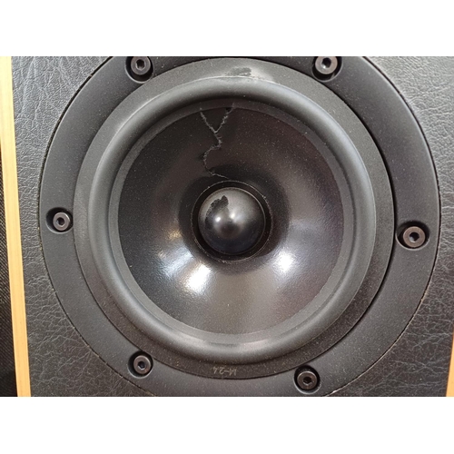 883 - Two items, one pair of KEF Cresta 8Ω two-way bookshelf hi-fi speakers and one pair of AKG K702 open ... 