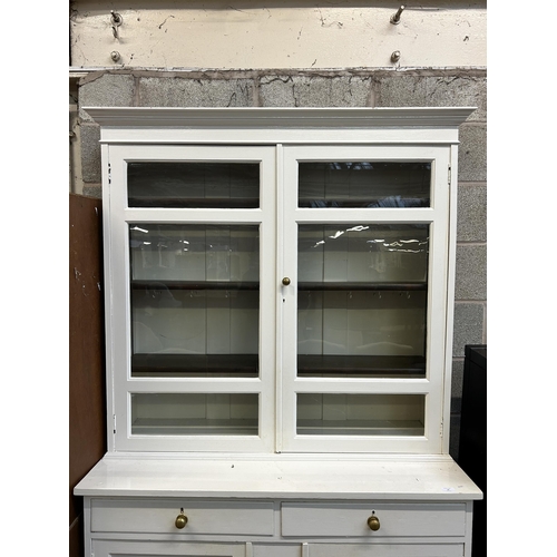 10 - An early 20th century white painted glazed dresser - approx. 207cm high x 122cm wide x 45cm deep