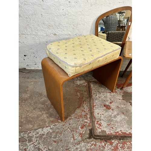 126 - Three pieces of mid 20th century furniture, Schreiber teak effect and fabric upholstered dressing ta... 