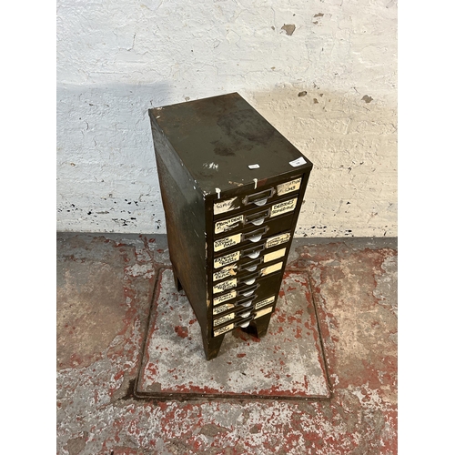 138 - A mid 20th century Howden military green metal ten drawer office filing cabinet - approx. 88cm high ... 