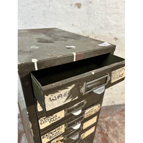 138 - A mid 20th century Howden military green metal ten drawer office filing cabinet - approx. 88cm high ... 