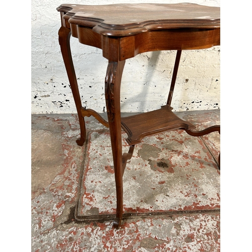 174 - A late 19th/early 20th century walnut serpentine two tier side table - approx. 73cm high x 55cm wide... 