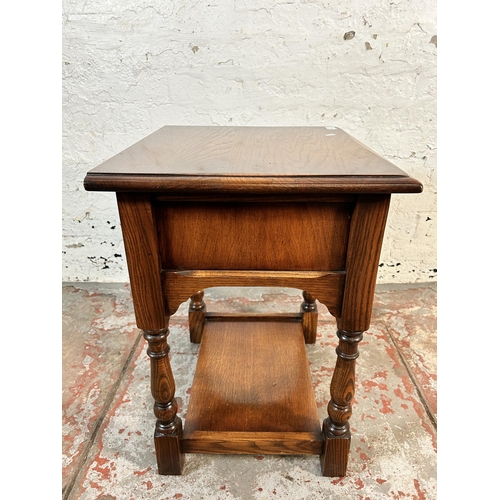 183 - A Bevan Funnell Ltd Reprodux oak single drawer side table - approx. 59cm high x 48cm wide x 41cm dee... 