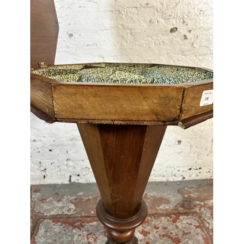 190 - A Victorian inlaid walnut octagonal tripod pedestal sewing table - approx. 71cm high x 41cm wide x 4... 