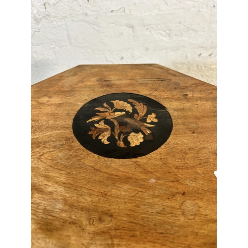 190 - A Victorian inlaid walnut octagonal tripod pedestal sewing table - approx. 71cm high x 41cm wide x 4... 