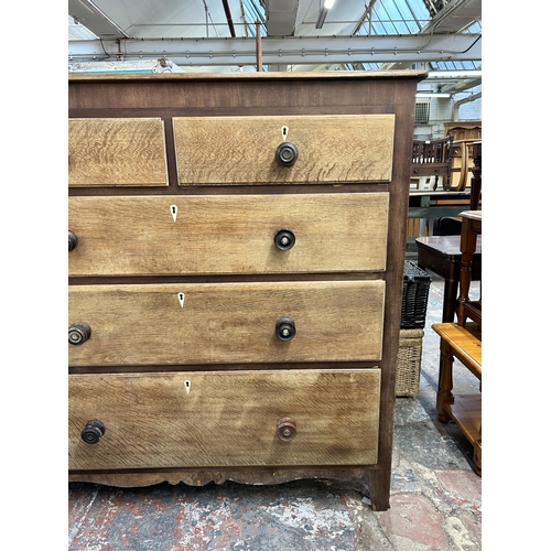 204 - A George IV oak and mahogany chest of drawers - approx. 132 high x 128cm wide x 53cm deep