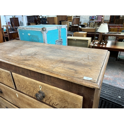 204 - A George IV oak and mahogany chest of drawers - approx. 132 high x 128cm wide x 53cm deep