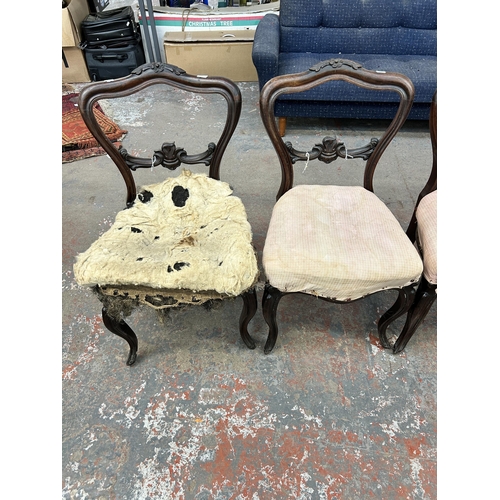 211 - Four 19th century occasional chairs, three rosewood and one mahogany