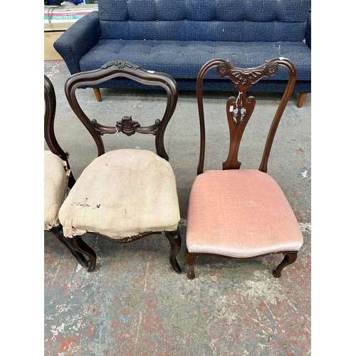 211 - Four 19th century occasional chairs, three rosewood and one mahogany