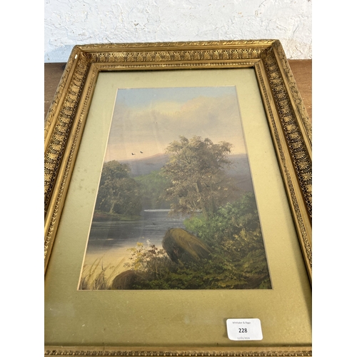 228 - A late 19th/early 20th century gilt framed gouache painting - approx. 65cm high x 47cm wide