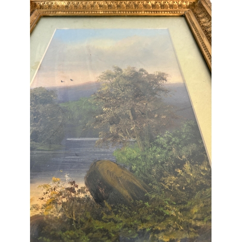 228 - A late 19th/early 20th century gilt framed gouache painting - approx. 65cm high x 47cm wide