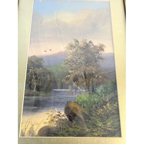 228 - A late 19th/early 20th century gilt framed gouache painting - approx. 65cm high x 47cm wide