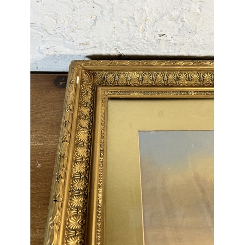 228 - A late 19th/early 20th century gilt framed gouache painting - approx. 65cm high x 47cm wide