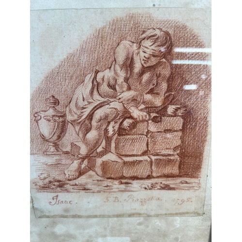 229 - A late 18th century framed School of Giovanni Battista Piazzetta (1682-1754) red chalk sketch - appr... 