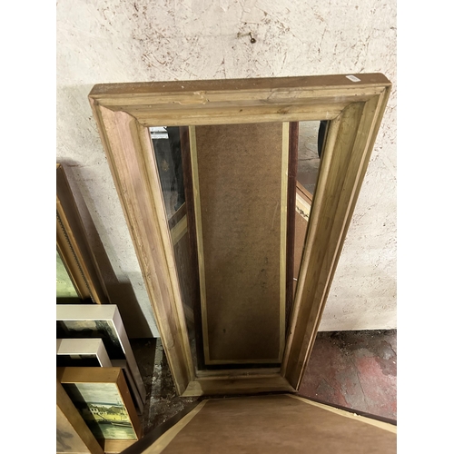 233 - Five various framed mirrors to include teak, pine etc.