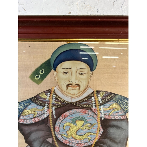 238 - A framed Chinese Emperor silk painting - approx. 91cm high x 61cm wide