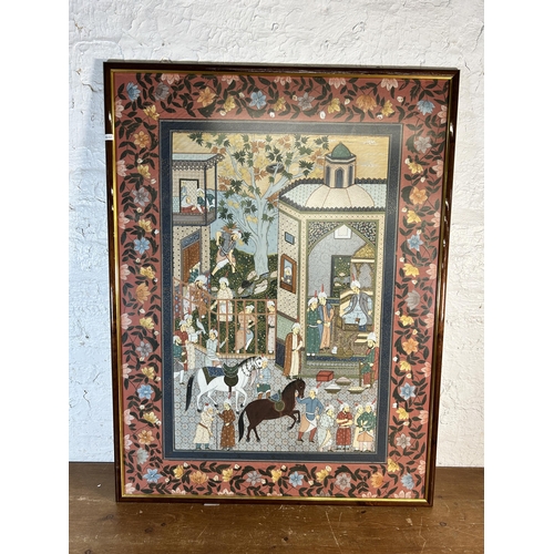 239 - A 20th century framed Indian gouache painting - approx. 106cm high x 80cm wide