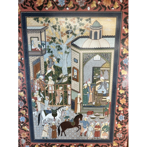 239 - A 20th century framed Indian gouache painting - approx. 106cm high x 80cm wide