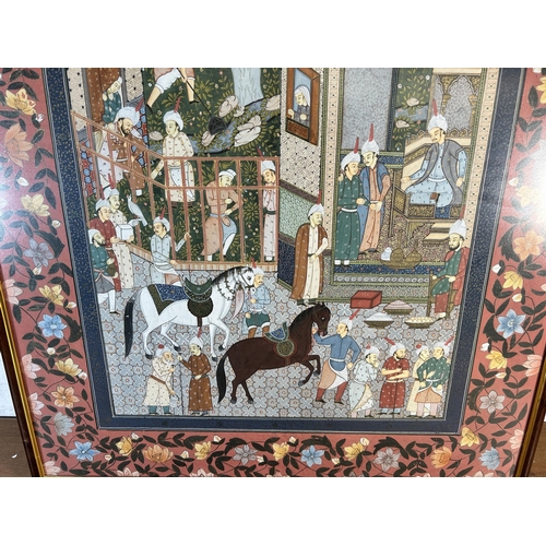 239 - A 20th century framed Indian gouache painting - approx. 106cm high x 80cm wide