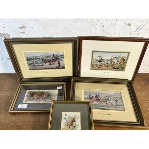 244 - Five framed J. & J. Cash Ltd. woven silk pictures to include limited edition 'The Tandem', limited e... 