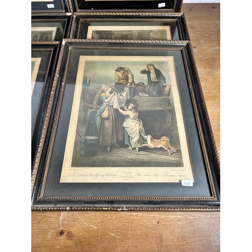 247 - Nine 19th century framed Cries of London coloured engravings - approx. 53cm high x 43cm wide