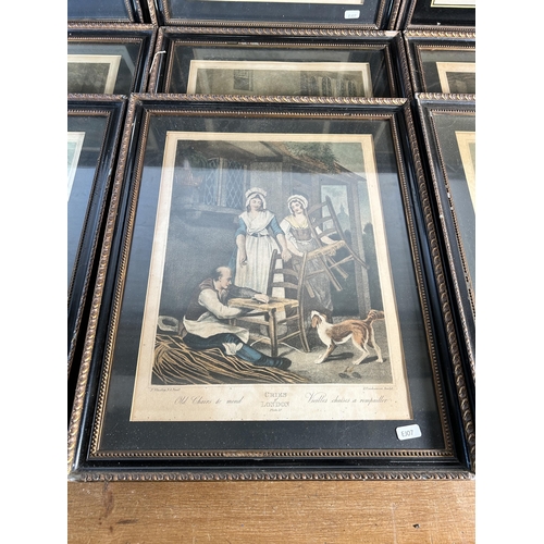 247 - Nine 19th century framed Cries of London coloured engravings - approx. 53cm high x 43cm wide