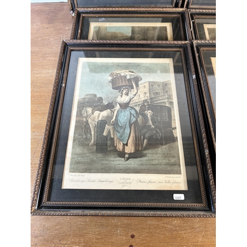 247 - Nine 19th century framed Cries of London coloured engravings - approx. 53cm high x 43cm wide