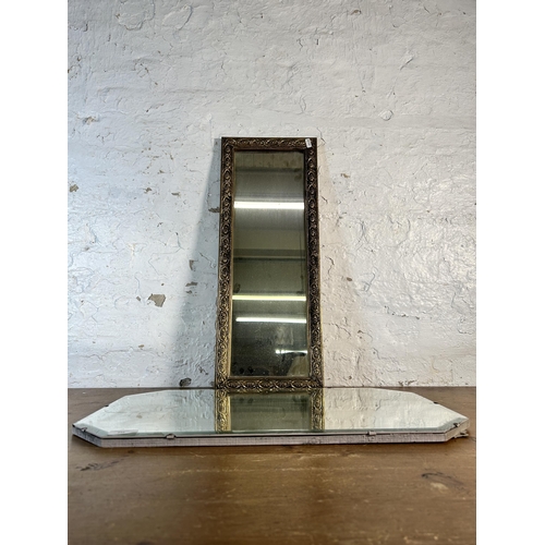 249 - Two wall mirrors, one gilt framed and one frameless bevelled edge