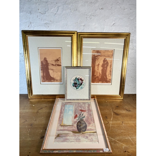 254 - Four framed Ian Warwick King pictures, three pencil signed limited edition prints and one 'Blush In ... 