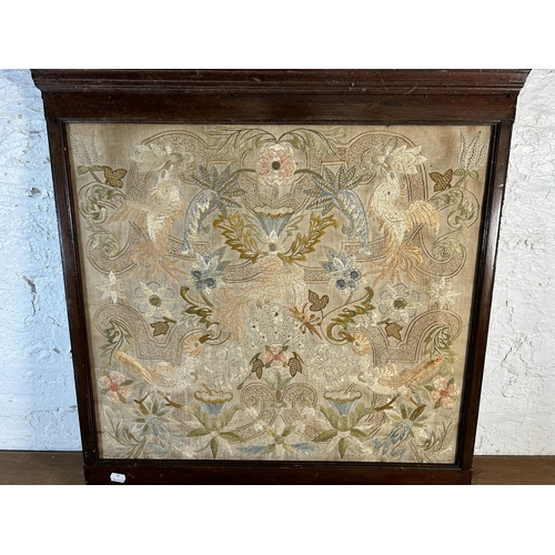 256 - Two 19th century framed floral embroideries - largest approx. 72cm high x 68cm wide