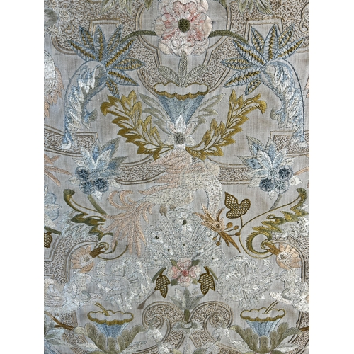 256 - Two 19th century framed floral embroideries - largest approx. 72cm high x 68cm wide