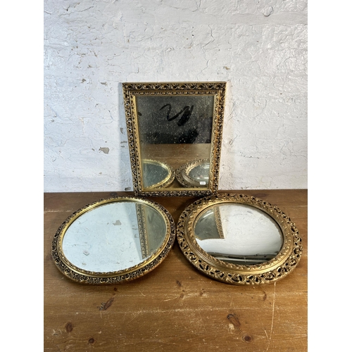 257 - Three gilt framed mirrors