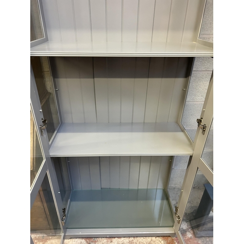 3 - An IKEA grey painted display cabinet - approx. 214cm high x 95cm wide x 42cm deep