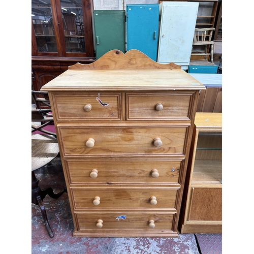 67 - A modern solid pine chest of drawers - approx. 112cm high x 78cm wide x 46cm deep