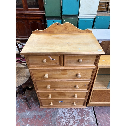 67 - A modern solid pine chest of drawers - approx. 112cm high x 78cm wide x 46cm deep