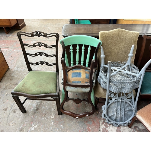 81 - Fifteen 19th century and later occasional chairs to include Edwardian inlaid mahogany corner chair, ... 