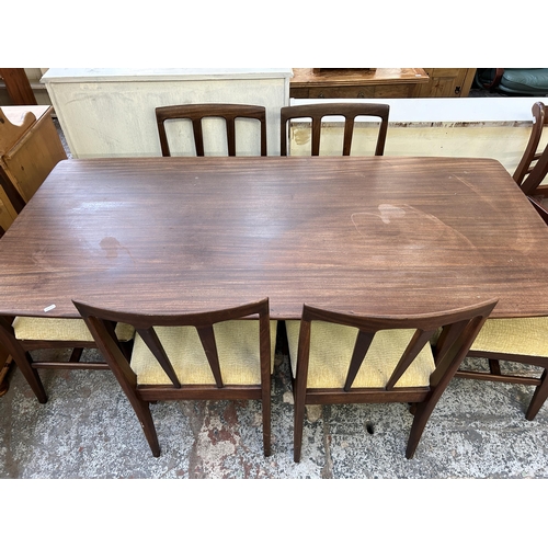 93 - A mid 20th century Younger afromosia dining table and six chairs - approx. 75cm high x 80cm wide x 1... 