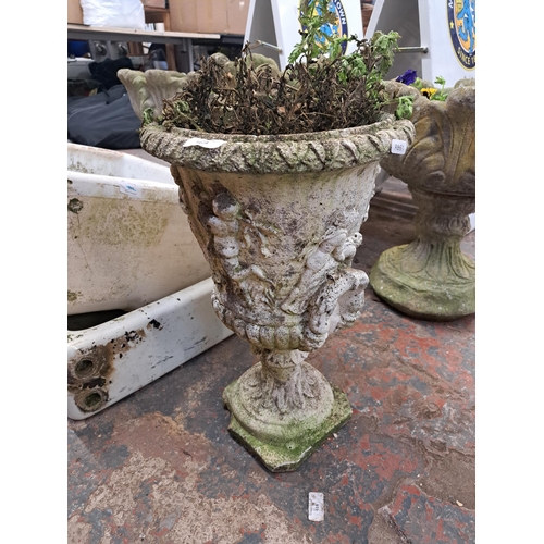 1093 - A cast stone garden planter in the form of an urn