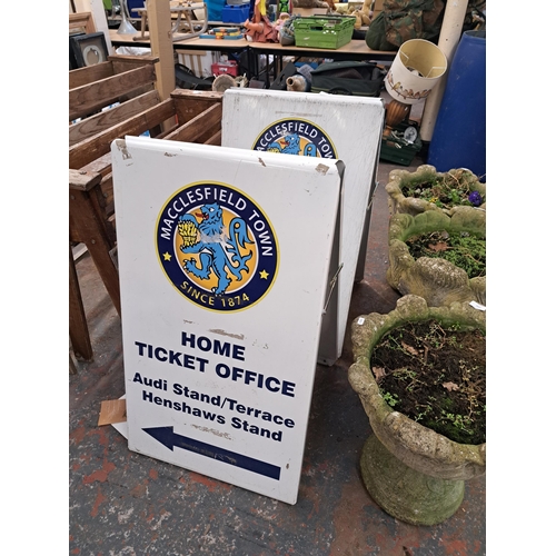 1097 - Two Macclesfield Town Football Club advertising A boards